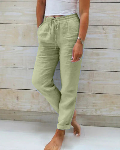 Hortensia – Pantalon extensible en coton et lin