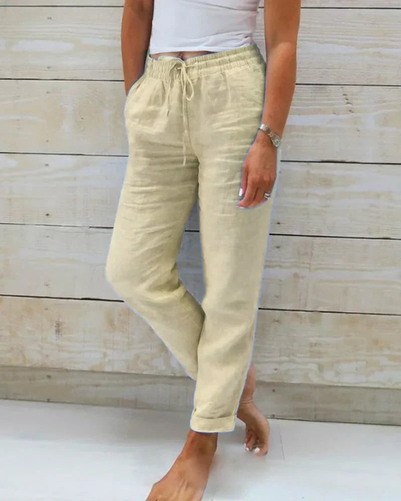 Hortensia – Pantalon extensible en coton et lin