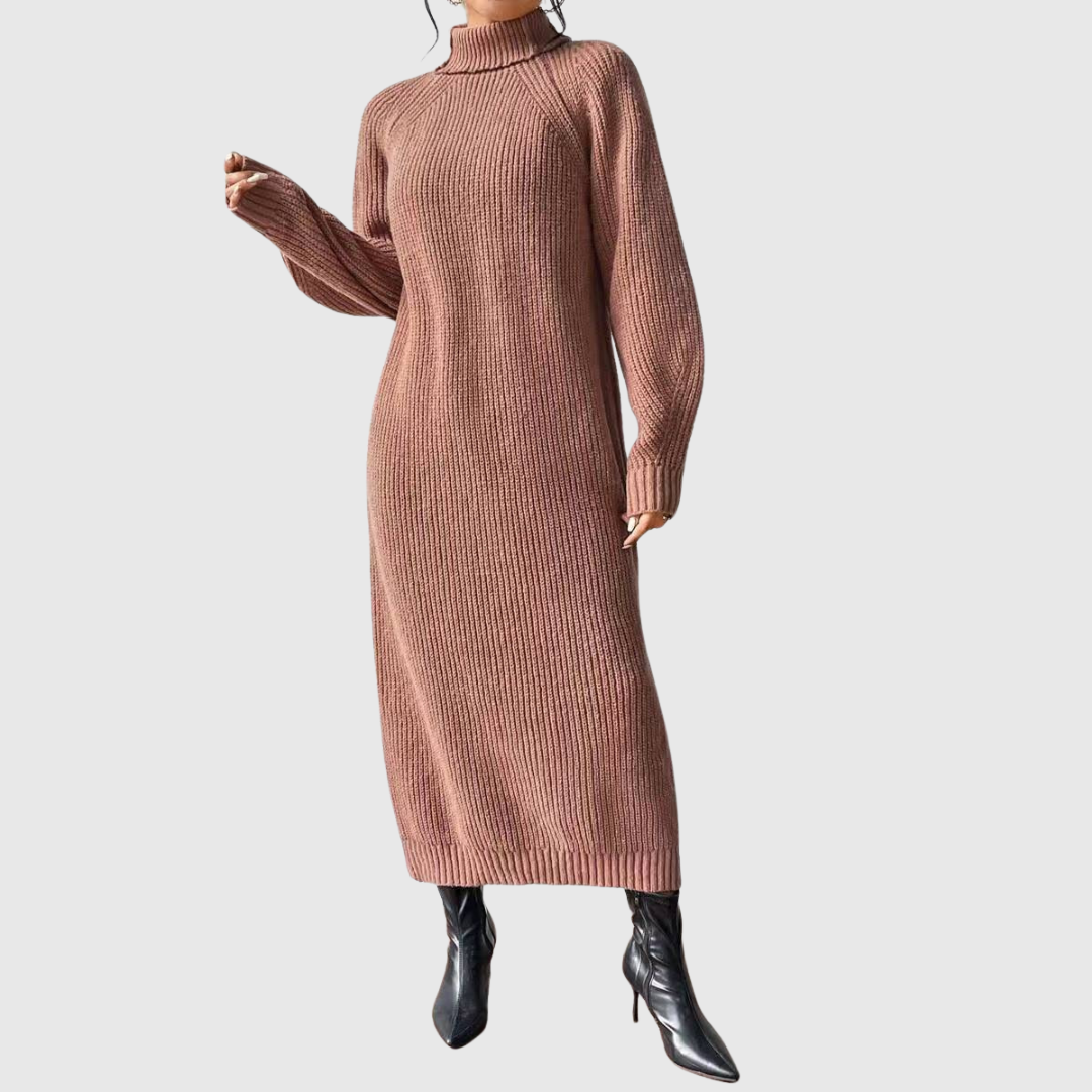 Ewa - Robe Midi Chaleureuse avec Col Roulé