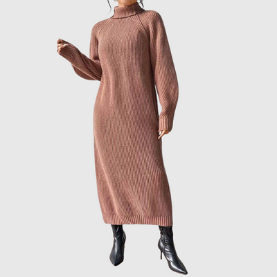 Ewa - Robe Midi Chaleureuse avec Col Roulé