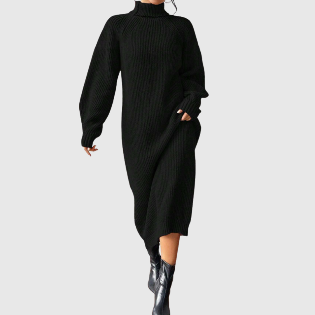 Ewa - Robe Midi Chaleureuse avec Col Roulé