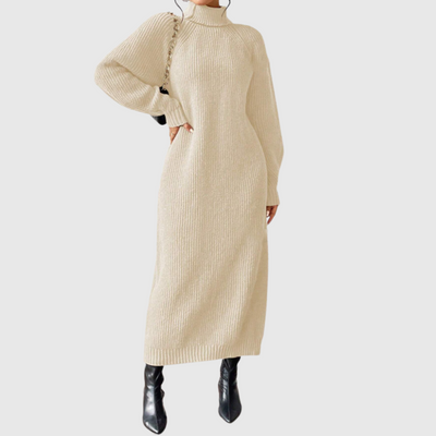 Ewa - Robe Midi Chaleureuse avec Col Roulé
