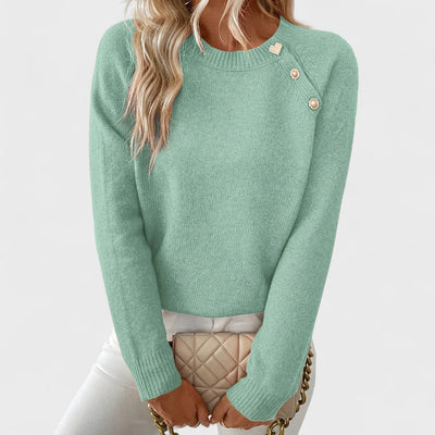 Roxanne – Pull élégant femme asymétrique à une épaule avec boutons