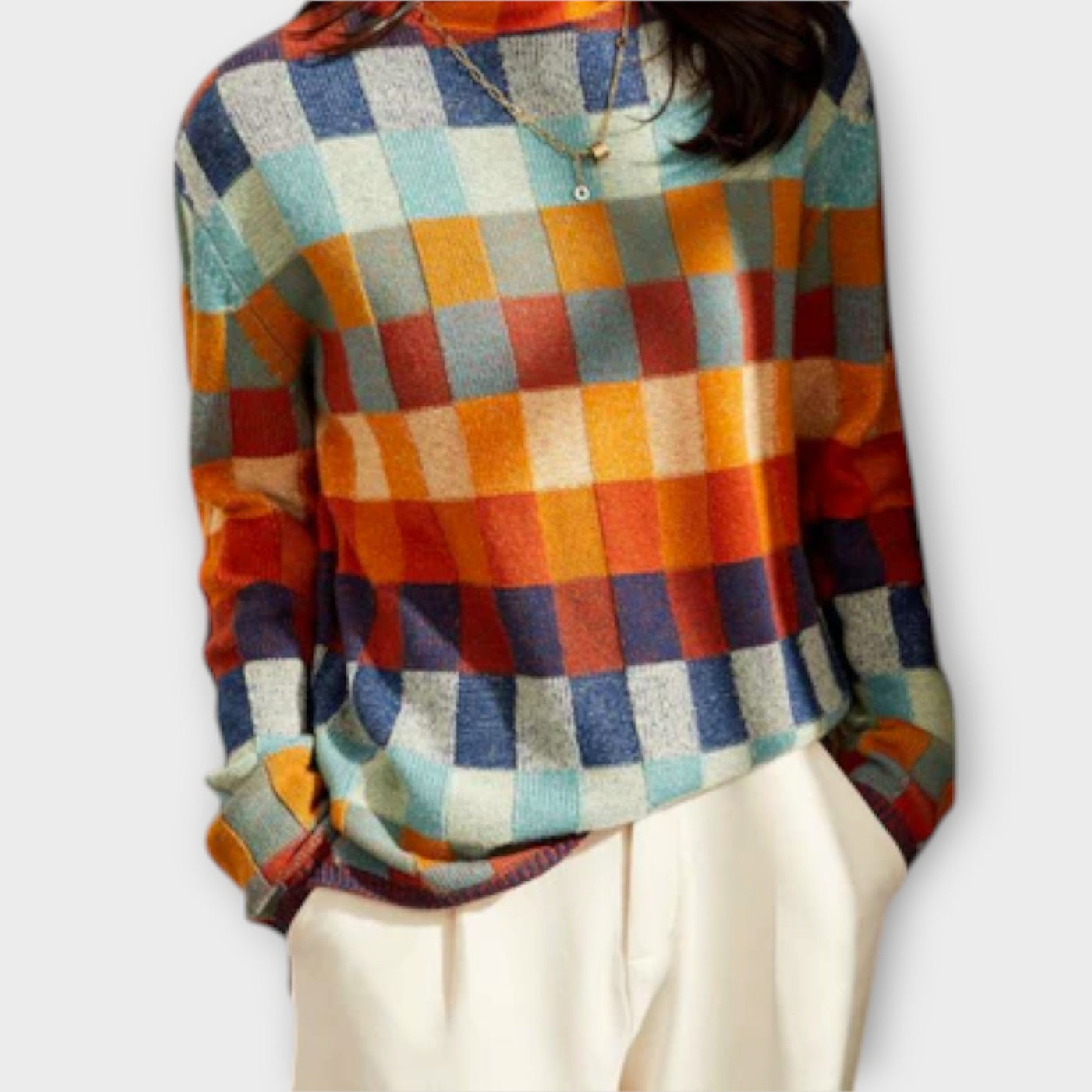 Erika – pull en patchwork alliant style et confort