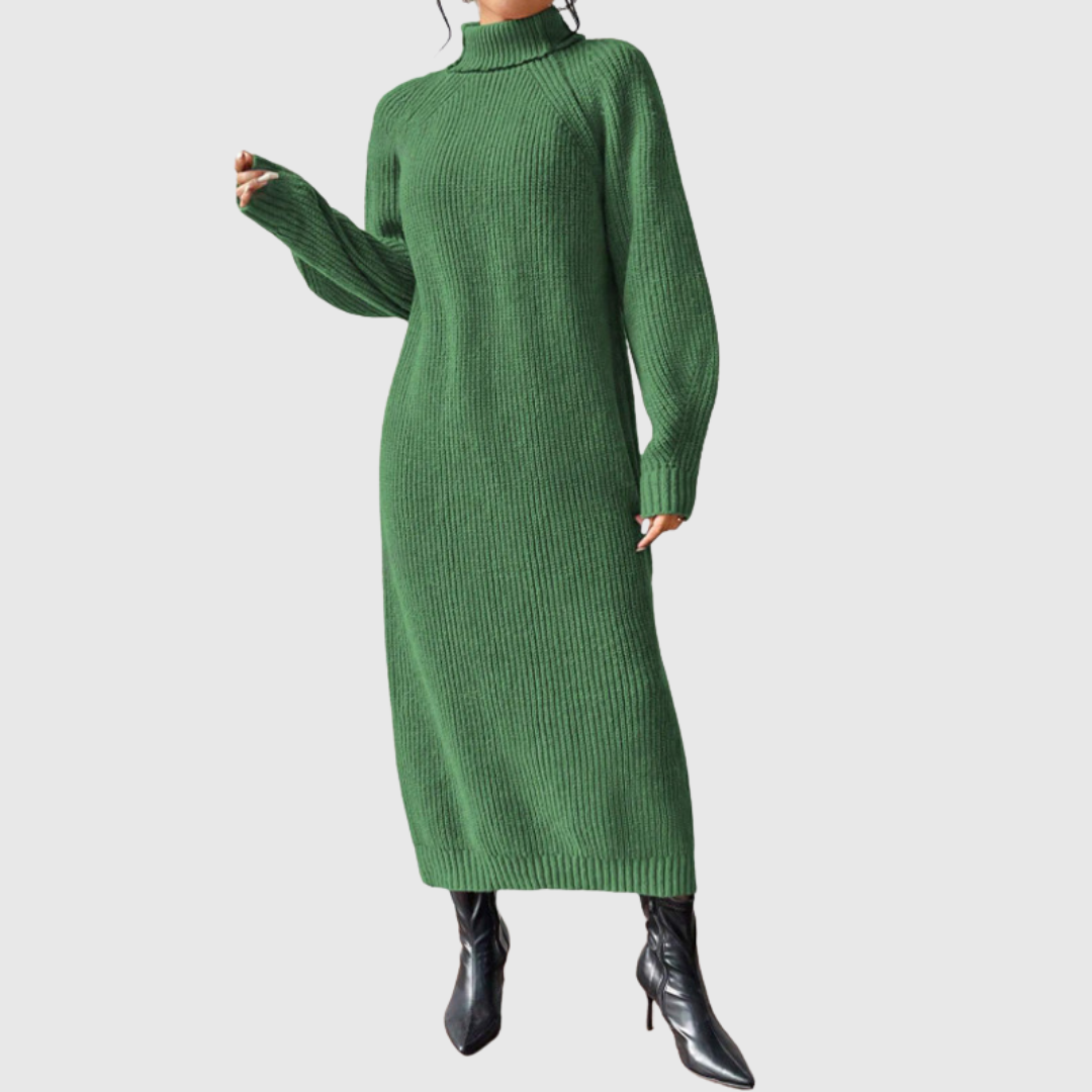 Ewa - Robe Midi Chaleureuse avec Col Roulé