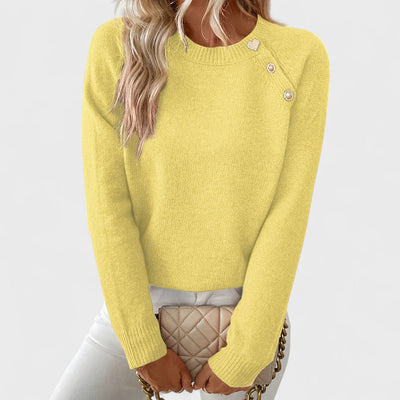 Roxanne – Pull élégant femme asymétrique à une épaule avec boutons