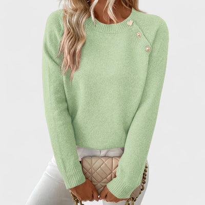 Roxanne – Pull élégant femme asymétrique à une épaule avec boutons