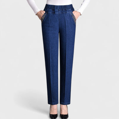 Colombe – Jean femme à poches latérales et taille élastique